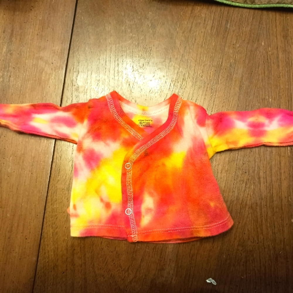 Hand tie-dyed 0-3 month 100% cotton shirt